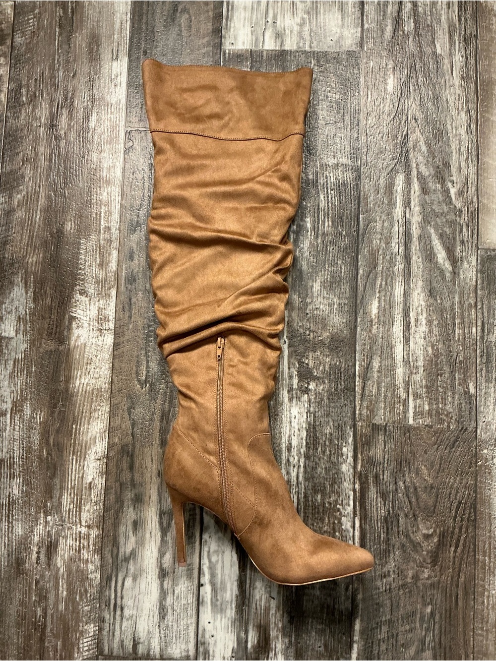BCBGeneration Tan Slouch Over-the-Knee Stiletto Boots Size 8.5 - Picture 7 of 16